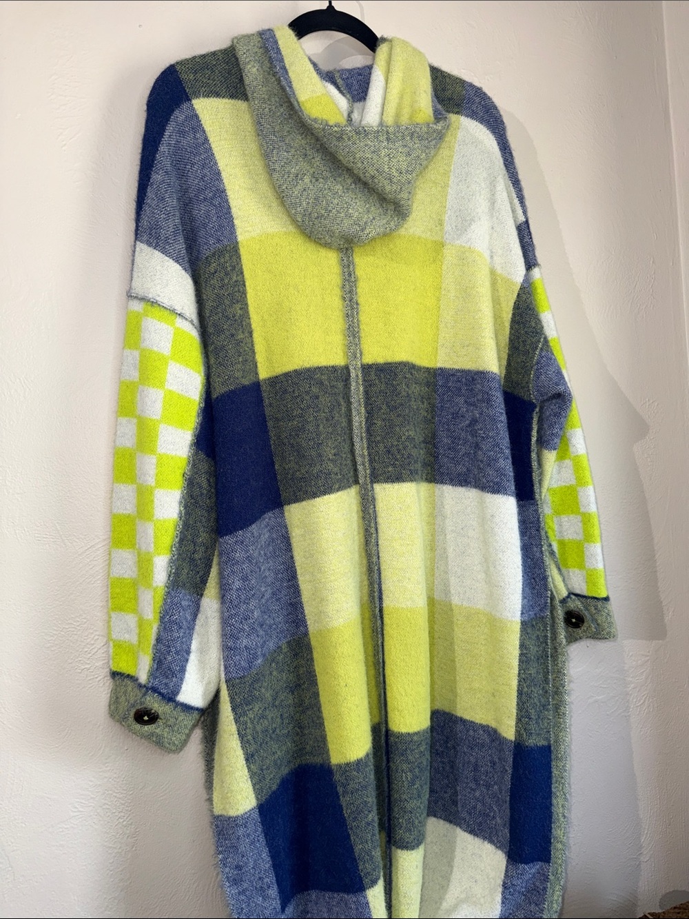 Free People South Bend Cardi Plaid Hooded Duster M NWOT - Picture 6 of 7
